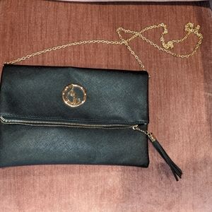 Baby Phat black leather gold chain bag